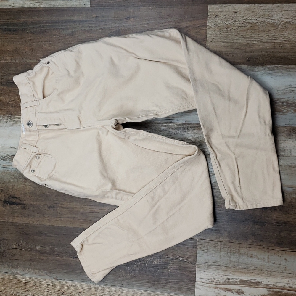 Vintage Bonjour pale Peach Button Fly Tapered Leg High Rise Mom Jeans Size 3/4